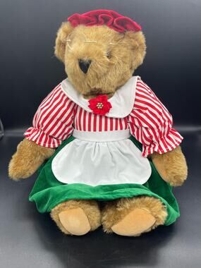 Vintage Vermont Teddy Bear Articulated / Original Clothing See Photo Skirt Holes
